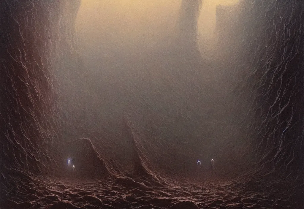 Prompt: will farrell and john c. reilly entering a chasm full of unspeakable cosmic horrors, horror, terrifying atmosphere, atmospheric, by greg rutkowski and zdzisław beksinski, 8 k