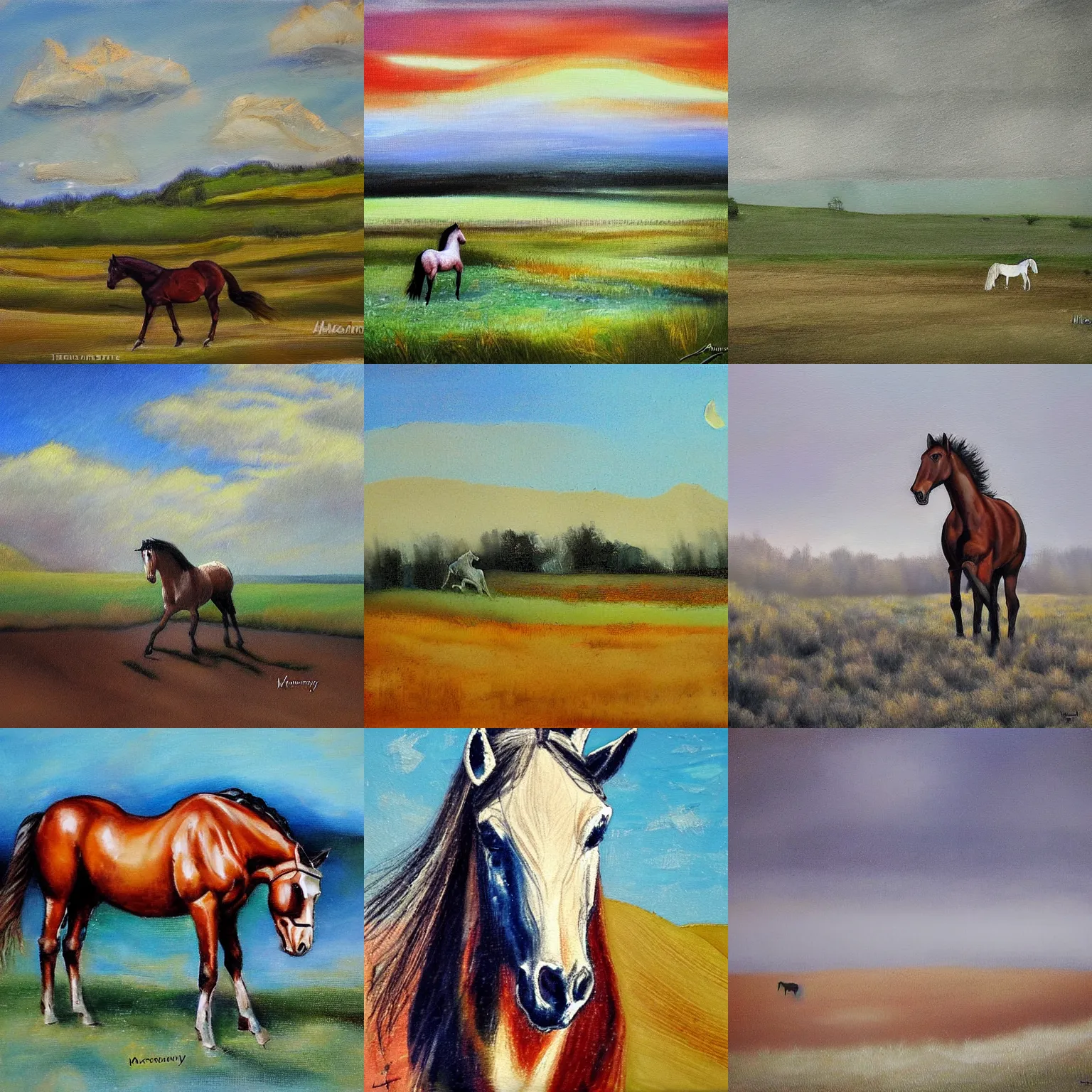 Prompt: a horse landscape by marina andreev