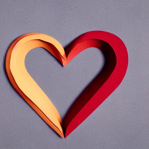 Image similar to 3d render of a red clay heart shape in the middle of a gray sheet of paper, range of pastel colors on the left side