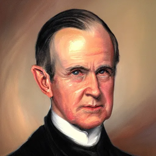 Prompt: president dnd tiefling, tiefling presidential portrait, oval office painting. official portrait, painting by gibbs - coolidge. oil on canvas, wet - on - wet technique, underpainting, grisaille, realistic. restored face.