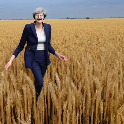 theresa may walking in a field of wheat | Stable Diffusion | OpenArt