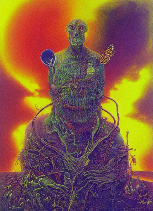 Image similar to alex jones by lisa frank and zdzislaw beksinski