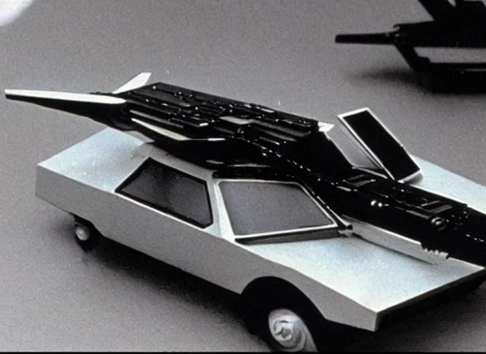 Image similar to flying police car from the 1982 science fiction film Blade Runner