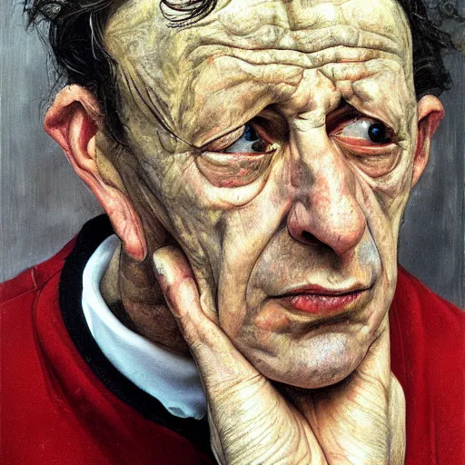 Image similar to high quality high detail painting by lucian freud, hd, portrait of despair