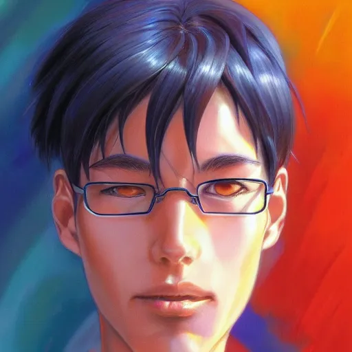 Image similar to Shinji from Neon Genesis Evangelion, Closeup portrait art by Donato Giancola and James Gurney, digital art, trending on artstation