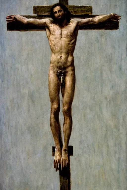 Prompt: jesus christ crucified painted by cy twombly