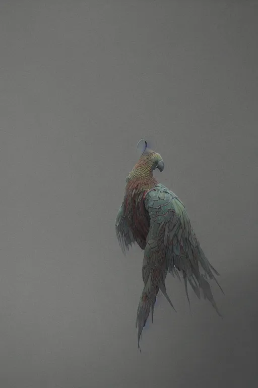 Image similar to An stochastic parrot, ethereal, extremely high detail, photorealistic, cinematic lighting, artstation, octane render, art by Zdzisław Beksiński