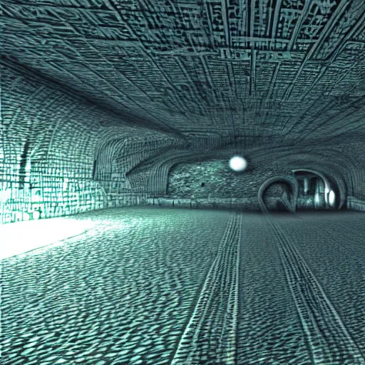 Image similar to Discreetly taken footage of the underground kingdom of Agartha, 2000s digicam, grainy