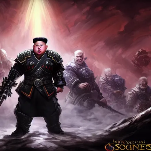 Prompt: kim - jong un as a spellcaster, league of legends amazing splashscreen artwork, gears of war, propaganda, sovjet, splash art, natural light, elegant, photorealistic facial features, intricate, fantasy, detailed face, atmospheric lighting, anamorphic lens flare, cinematic lighting, league of legends splash art, hd wallpaper, ultra high details by greg rutkowski