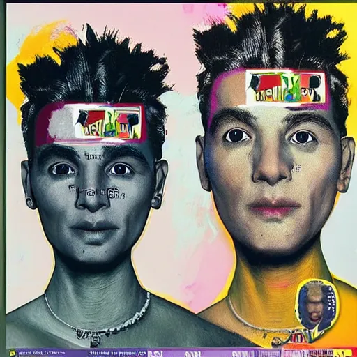 Prompt: “realistic image of Pushmi-Pullyu, one head has andy warhol head, another head jean michel basquiat, highly detailed, 8k, trending on artstation”