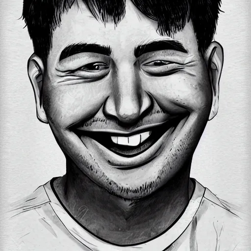 Prompt: Caricature of MrBeast, 3 tone greyscale