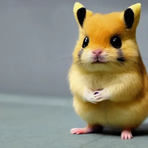 Prompt: half pikachu, half hamster, baby animal, cute, adorable