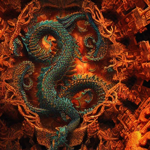 Prompt: Miniature faking of fractal dragon scale, fantasy skull, intricate ornate details, mandelbrot, octane render, 8k, high quality, volumetric lighting, smooth surface render