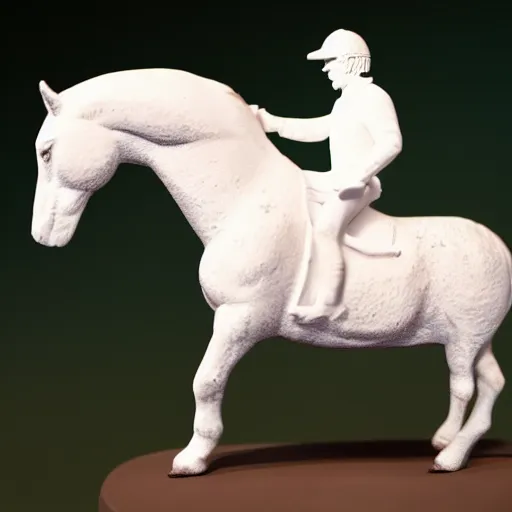 Image similar to Donald Trump riding a white horse, wide lens, diorama, 4k,