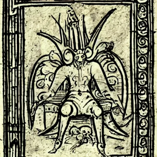 Image similar to medieval sketch of a demon representing exhaustion