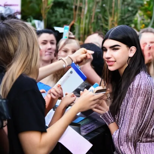 Image similar to dua lipa meetings fans outside rod laver arena