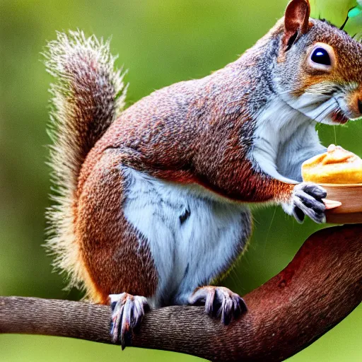 Prompt: a hungry squirrel with rolls and folds of fat