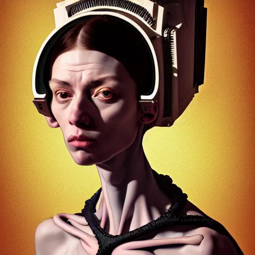 Image similar to Colour Caravaggio style Photography of full body of a Beautiful woman with highly detailed 1000 years old face wearing higly detailed sci-fi VR headset designed by Josan Gonzalez Many details. . In style of Josan Gonzalez and Mike Winkelmann andgreg rutkowski and alphonse muchaand Caspar David Friedrich and Stephen Hickman and James Gurney and Hiromasa Ogura. Rendered in Blender and Octane Render, volumetric natural light