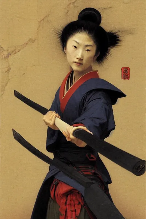 Prompt: a samurai in space, by bouguereau