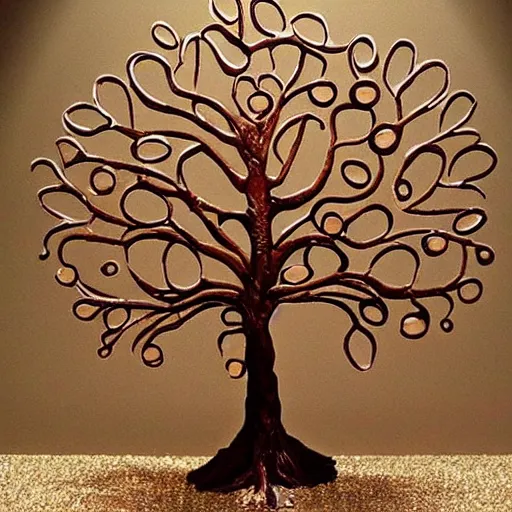 Prompt: a tree made out of chocolate, realistic, detailed,