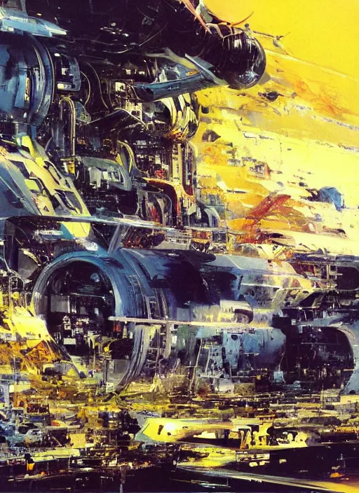 Image similar to spacious bg. simple. masterpiece book cover illustration by the great famous sci - fi artist john berkey.