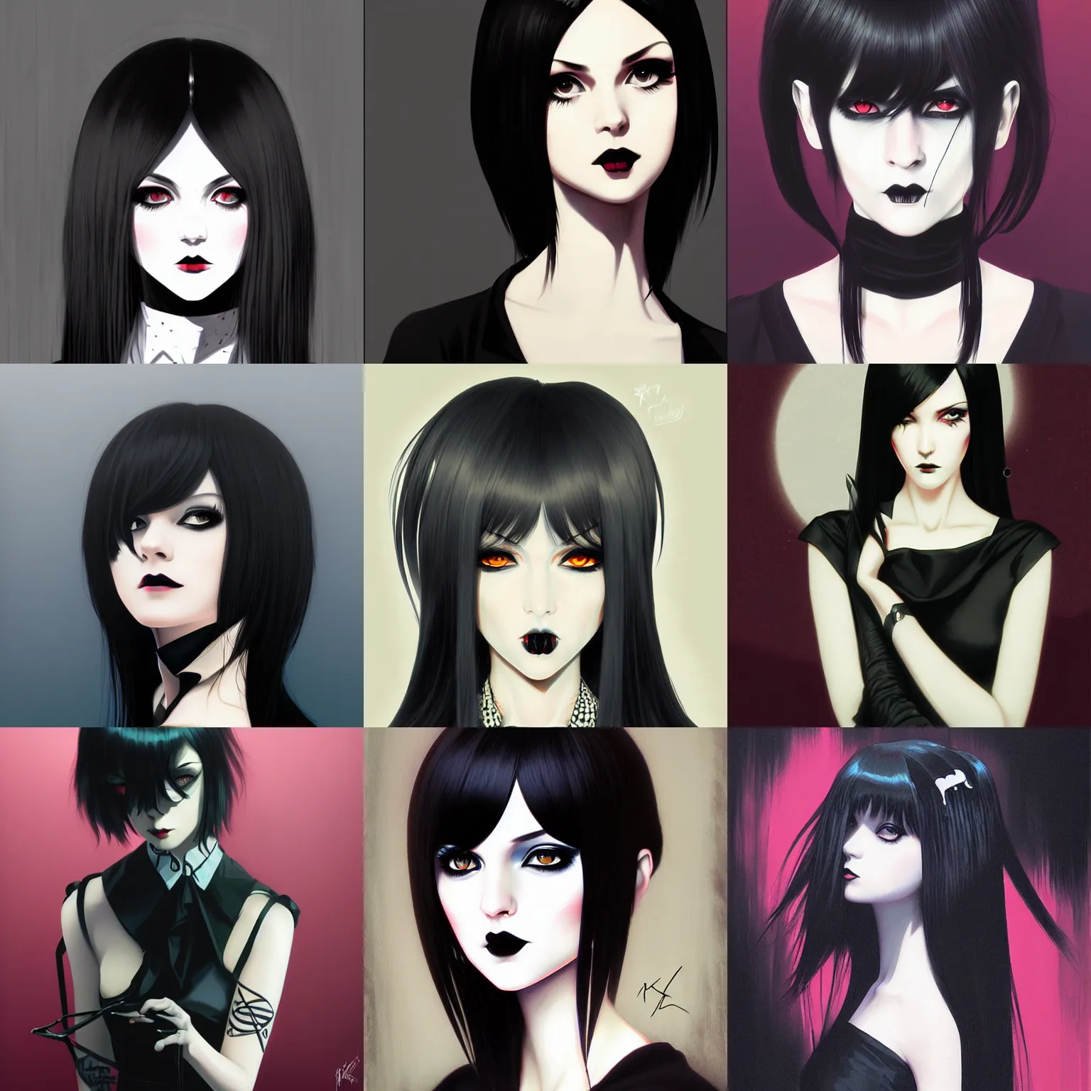 Prompt: A goth portrait by Ilya Kuvshinov