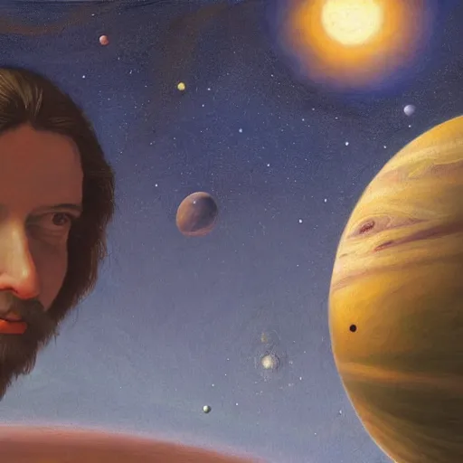 Image similar to da vinci explains how interplanetary anatomy works, oil painting, ultradetailed, artstation, ultradetailed, digital painting, ultradetailed