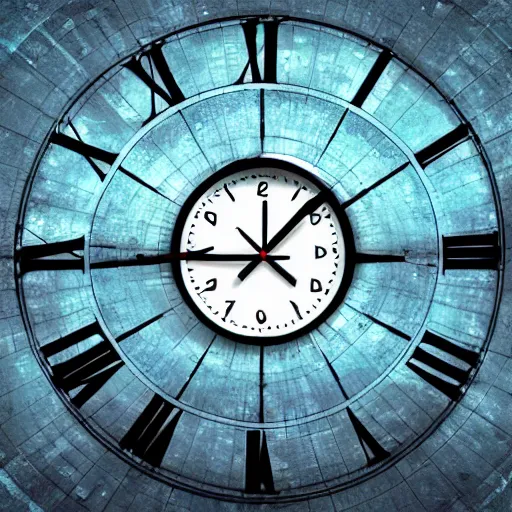 Prompt: the clock stop when you reach the end of time, surreal, transcendent plan of existence