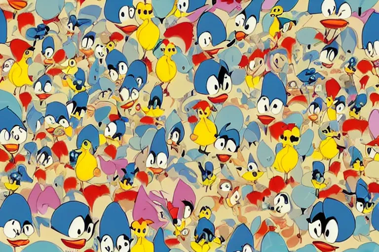 Image similar to cartoon of a thousand happy birds, from a disney animated film