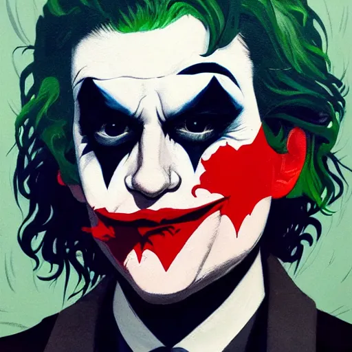 Prompt: Joker picture by Sachin Teng, asymmetrical, dark vibes, Realistic Painting , Organic painting, Matte Painting, geometric shapes, hard edges, graffiti, street art:2 by Sachin Teng:4