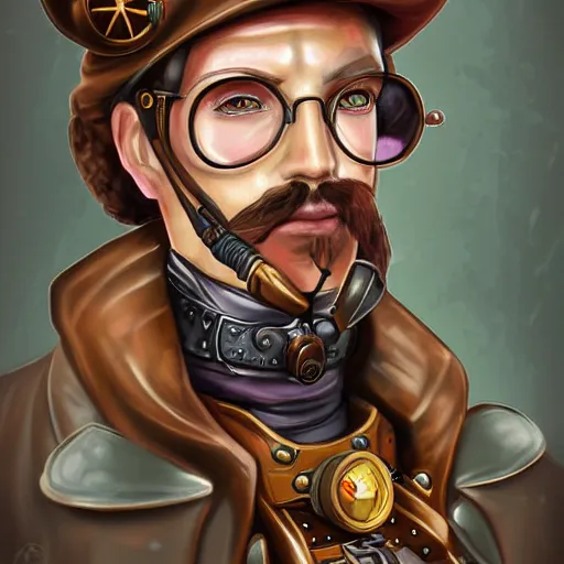 Image similar to an steampunk artificer portrait, digital art