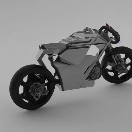 Image similar to 3 d, futuristic, gunpla motorcycle, mesh gradient, clean aesthetic, octane render, akira bike, hard surface, cycles render