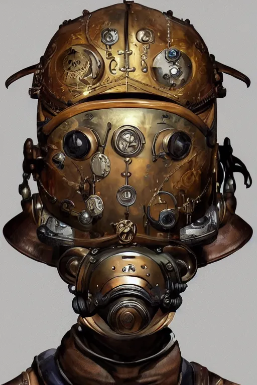 Image similar to steampunk helmet fantasy art mask robot ninja stylized digital illustration sharp focus, elegant intricate digital painting artstation concept art global illumination ray tracing advanced technology chaykin howard and campionpascale and cooke darwyn and davis jack