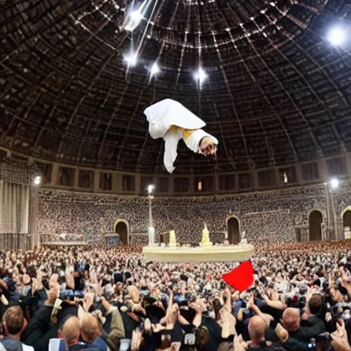 Prompt: the pope doing a backflip