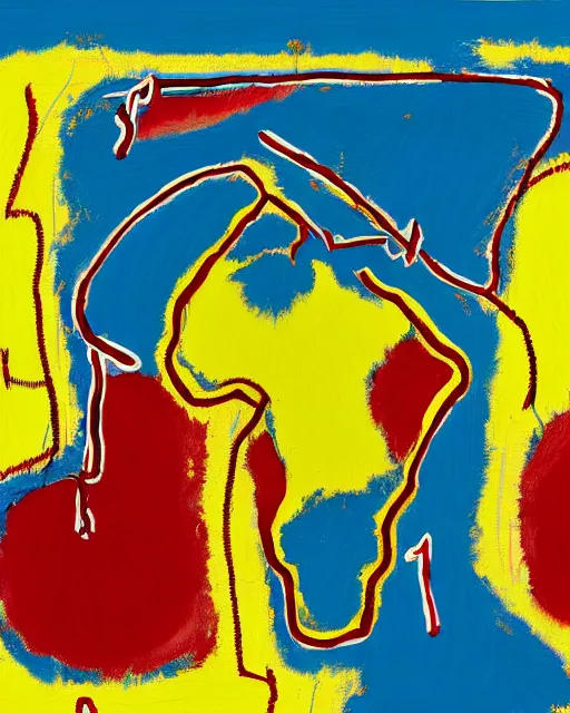 Image similar to a extremely ultra highly detailed majestic hi - res beautiful immaculate award winning painting stunning masterpiece of the ultra highly detailed continent of africa, zoom out, by jean - michel basquiat, 8 k, high textures, ultra hyper sharp, insanely detailed and intricate, super detailed, 8 k hdr ultra high quality