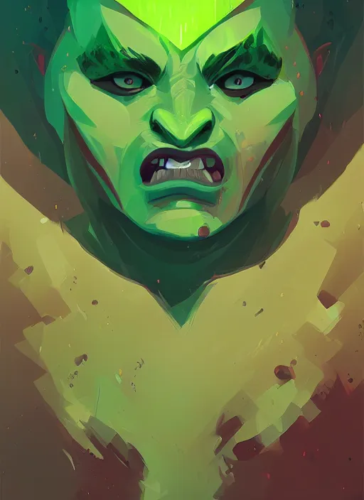 Prompt: green orc female, light green tone beautiful face by anton fadeev