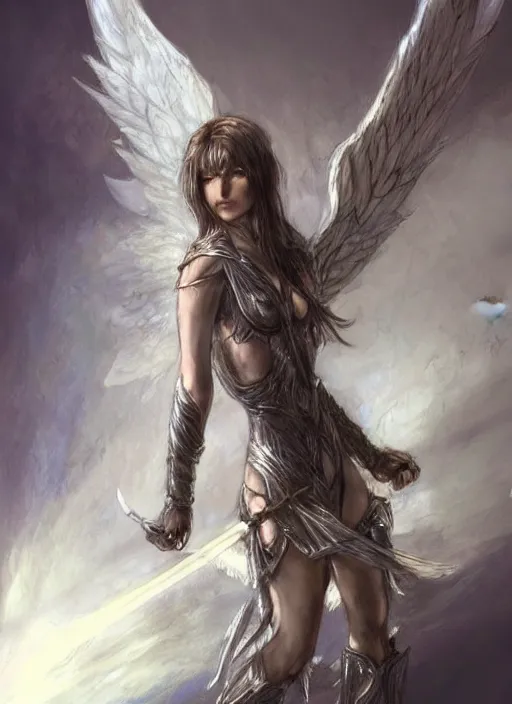 Image similar to concept art, angel knight girl. by artstation trending, by joseph mallord william turner, luis royo, highly detailed