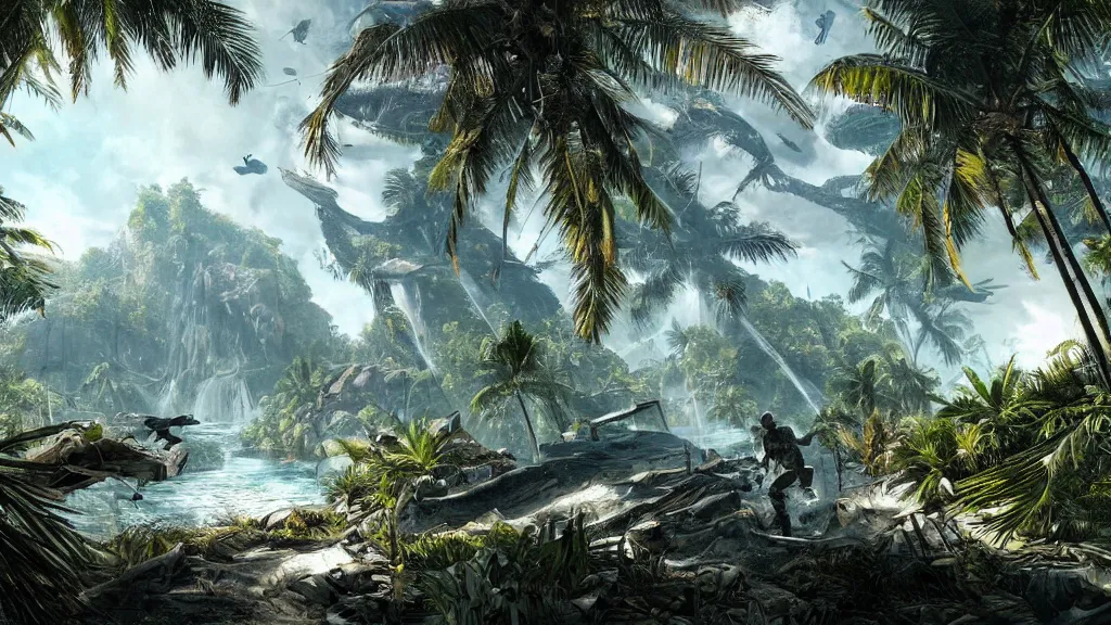 Prompt: Crysis 3 island, painting