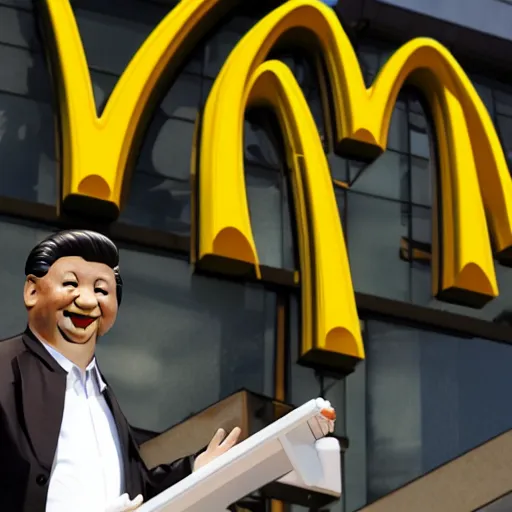 Image similar to xi jinping depicted as mcdonalds employee