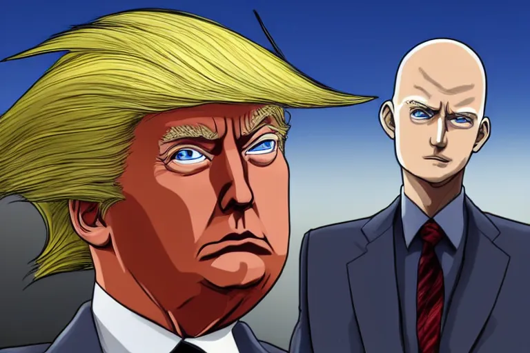 Image similar to donald trump as saitama, hd, high detailed