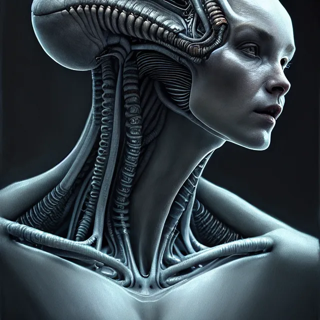 Prompt: Alien grey portrait, atmospheric lighting, painted, intricate, ultra detailed by Leesha Hannigan, Thierry Doizon, Kai Carpenter, well composed, best on artstation, cgsociety, epic, stunning, gorgeous, intricate detail, wow, masterpiece