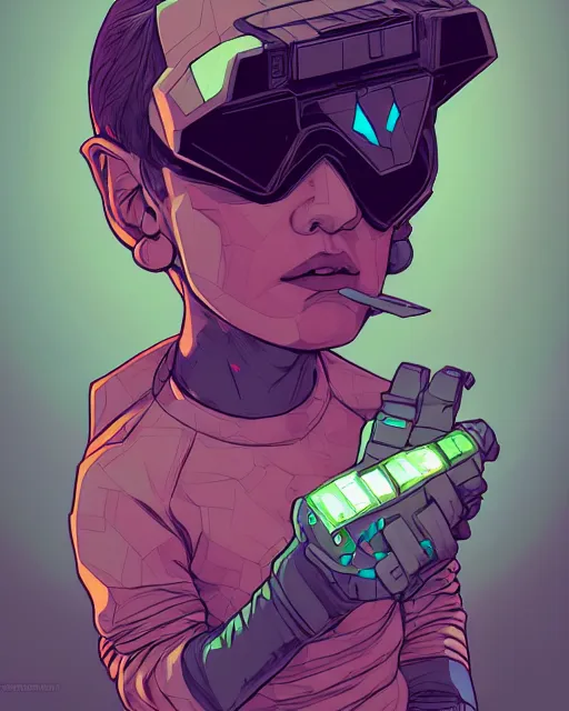 Prompt: a tiny kid with a huge power glove, bust shot, smooth, intricate, elegant, power aura, digital painting, artstation, concept art, sharp focus, illustration, art by josan gonzalez, high contrast