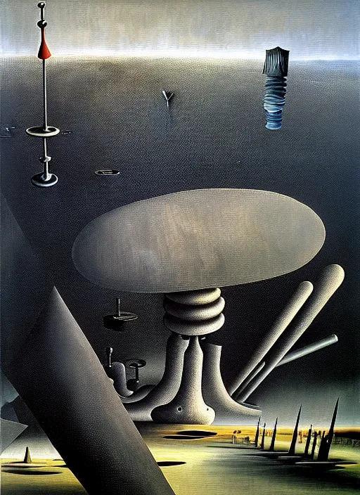 Prompt: apocalypse machine detailed painting by yves tanguy