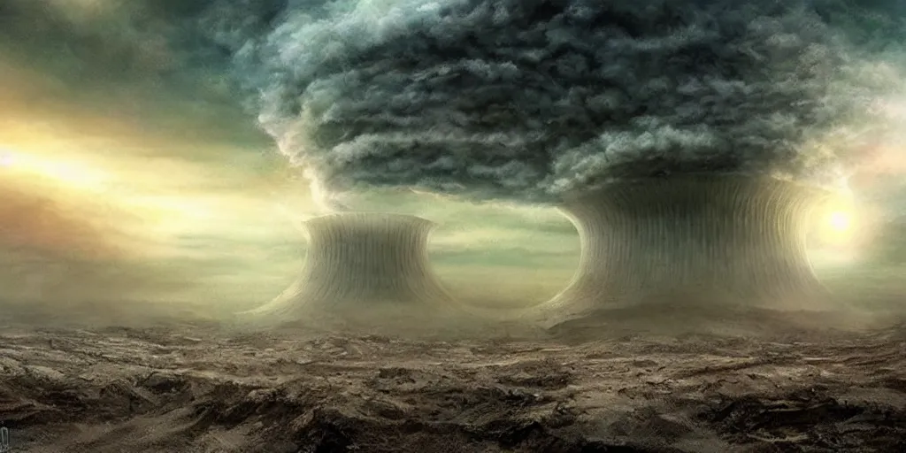 Prompt: nuclear winter, jakarta, near future, fantasy, sci - fi, hyper realistic, serene.