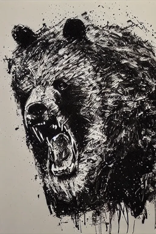 Prompt: agressive bear by Guy Denning