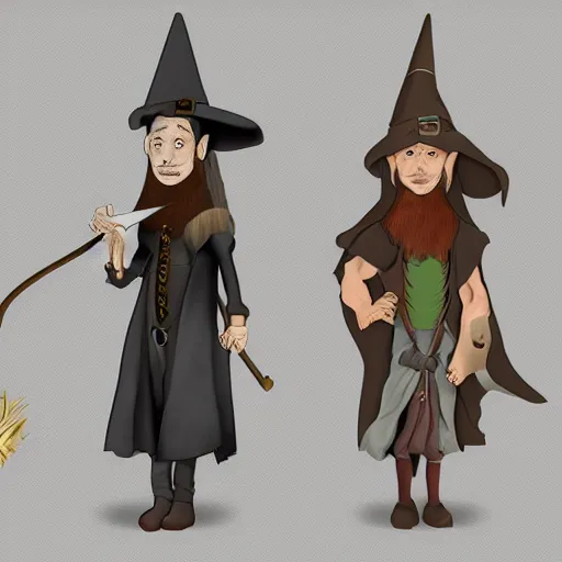 Image similar to a wizard and a witch, concept art