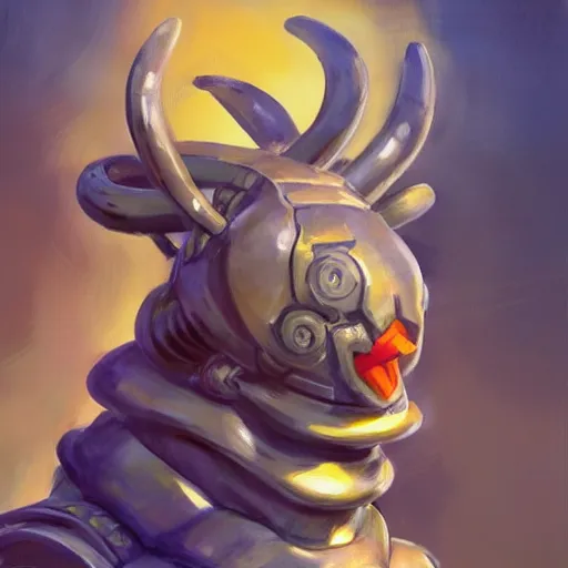 Image similar to greg manchess portrait painting of partially armored caterpillar from alice in wonderland as overwatch character, wacky, medium shot, asymmetrical, profile picture, organic painting, sunny day, matte painting, bold shapes, hard edges, street art, trending on artstation, by huang guangjian and gil elvgren and jesper ejsing