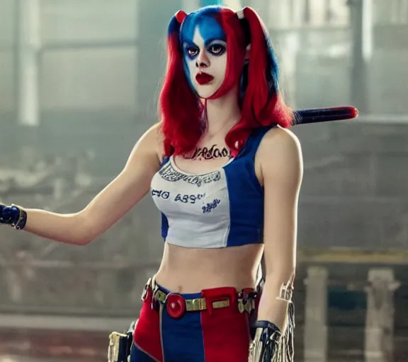 Image similar to film still of alexandra daddario as harley quinn