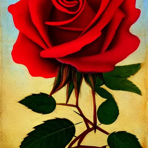 Image similar to red rose, da vinci painting