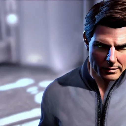 Prompt: Tom Cruise as a Square Enix Villain 2005 JRPG cinema 4d render, Ray tracing reflection, natural lighting, Unreal Engine award winning photography